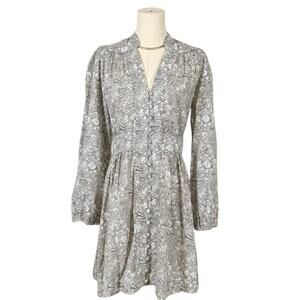 Anna Cate Cotton Button Front Dress Small Gray Floral NWOT Cottagecore